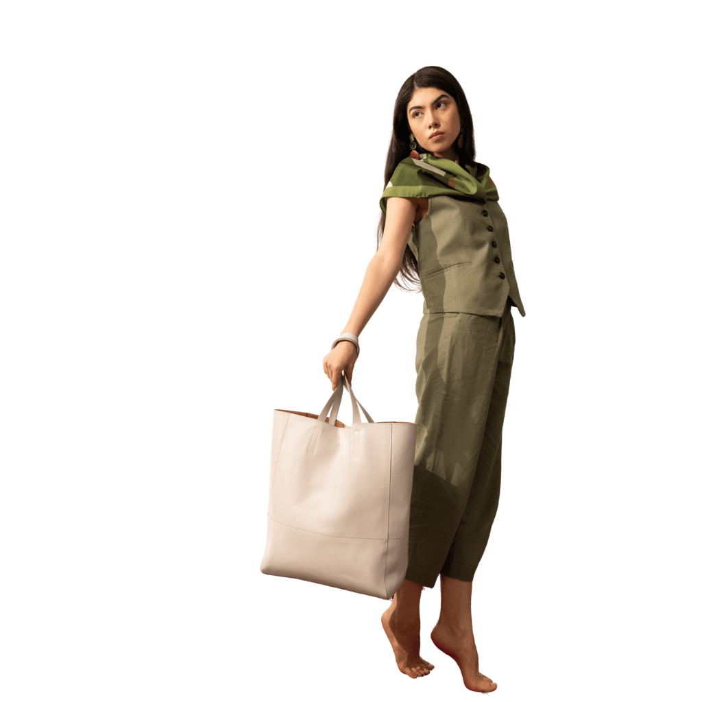 Olive Leather Handbag Cappuccino