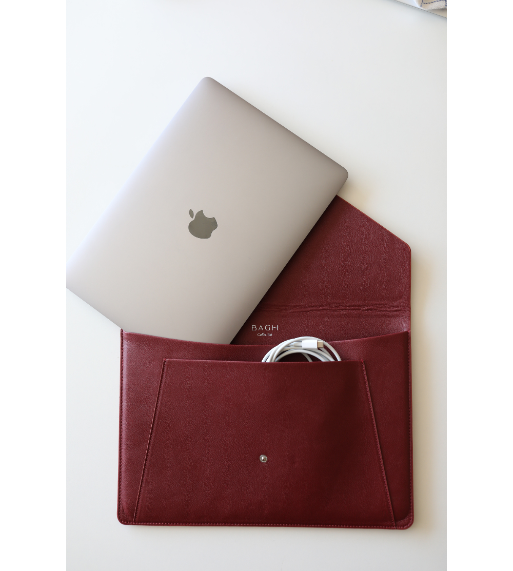 Apple Leather Maroon Laptop Sleeve