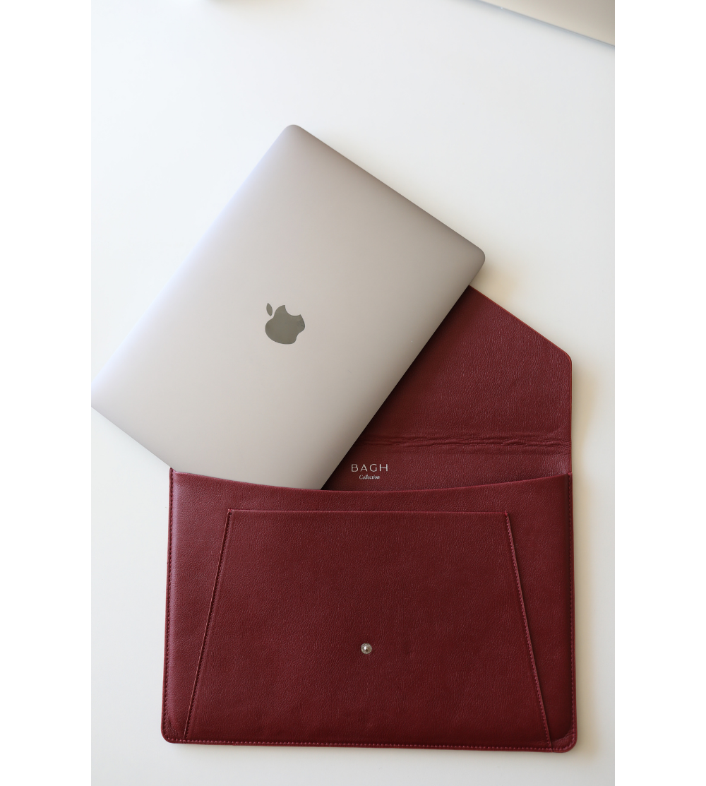Apple Leather Maroon Laptop Sleeve